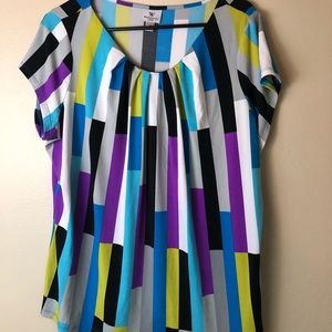 Worthington Woman Geometric‎ Colorful Top 1X Office Casual Boho Business